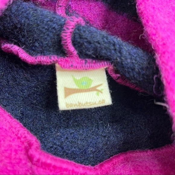 Rare! NEW Banbutsu 100% Wool Barbie Pink Purple Navy Striped Star Hoodie Shirt - Picture 3 of 14